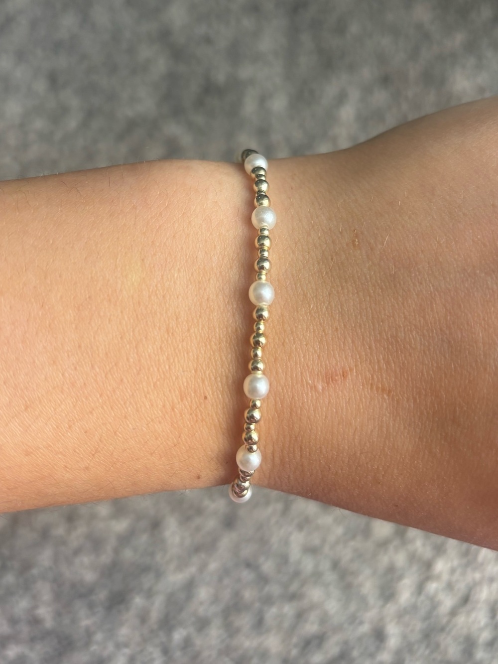 Delicate Gold Pearl Bead Bracelet - Women's Jewelry